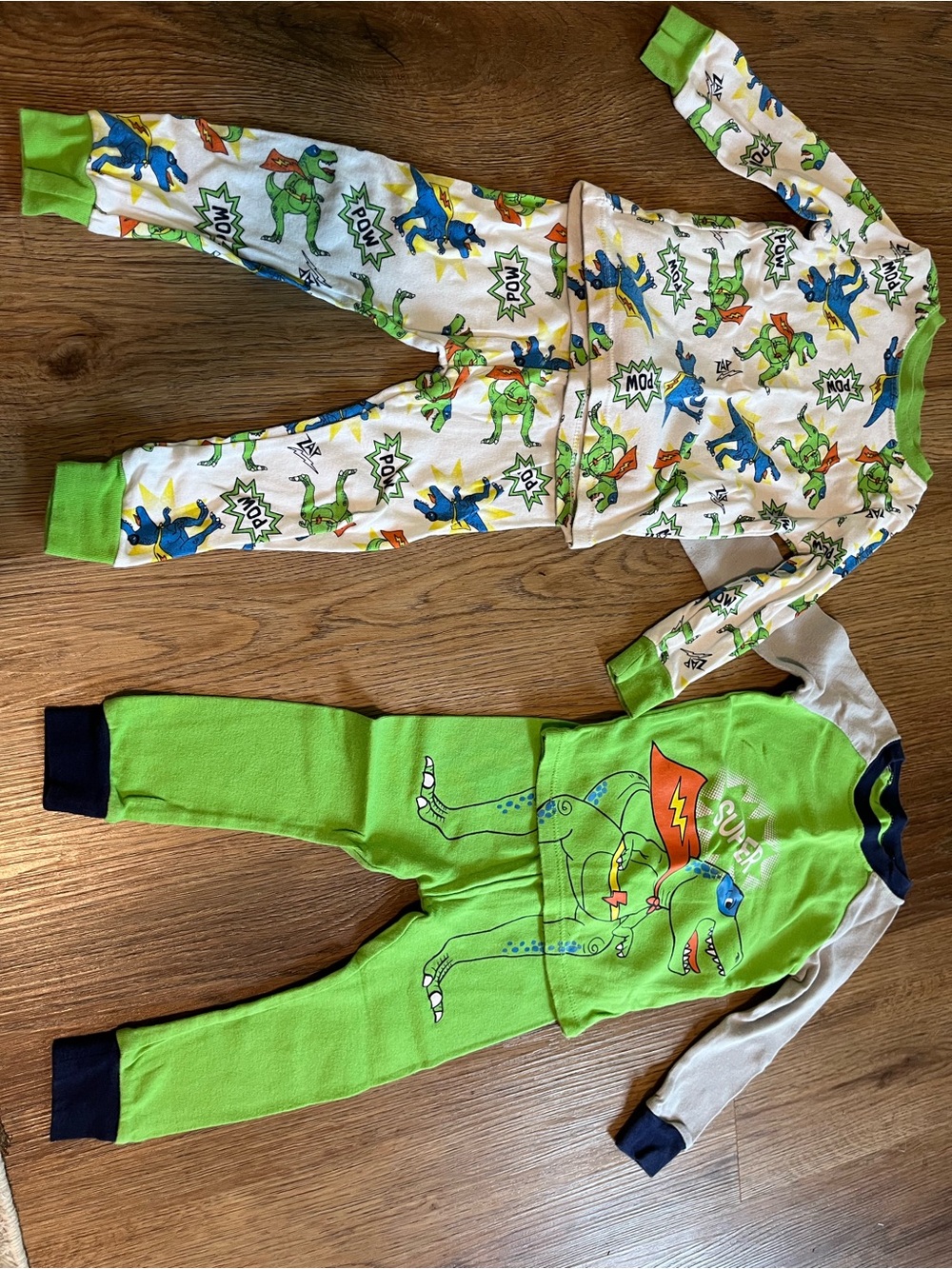 Member's Mark, 2 Sets of Pajamas, Green White Blue Red, Dinosaur, 18 months